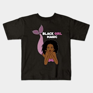 Black Girl Magic, Afro Mermaid Kids T-Shirt